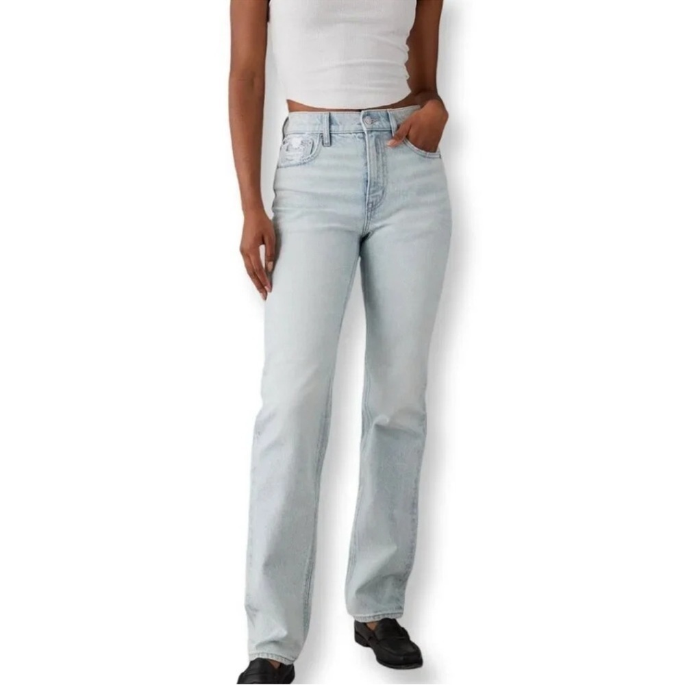 American Eagle Super High Rise Straight Leg Jeans Size 12 Long Denim